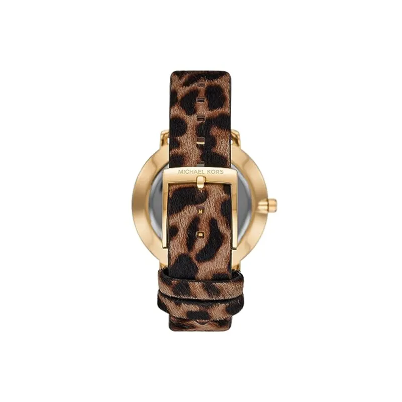 Michael Kors Cheetah Leather Pyper Silver Dial Ladies Watch- MK4751